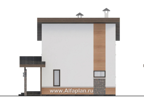 Проекты домов Альфаплан - "Джекпот" - проект каркасного дома с односкатной кровлей, в современном стиле - превью фасада №3