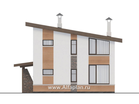 Проекты домов Альфаплан - "Джекпот" - проект каркасного дома с односкатной кровлей, в современном стиле - превью фасада №4