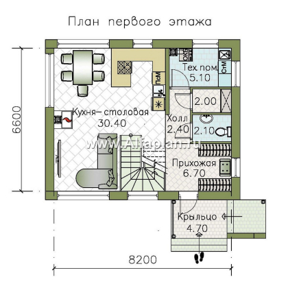 «Джекпот» - проект каркасного дома с односкатной кровлей, в современном стиле - превью план дома