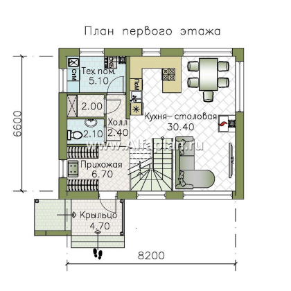 «Джекпот» - проект каркасного дома с односкатной кровлей, в современном стиле - превью план дома