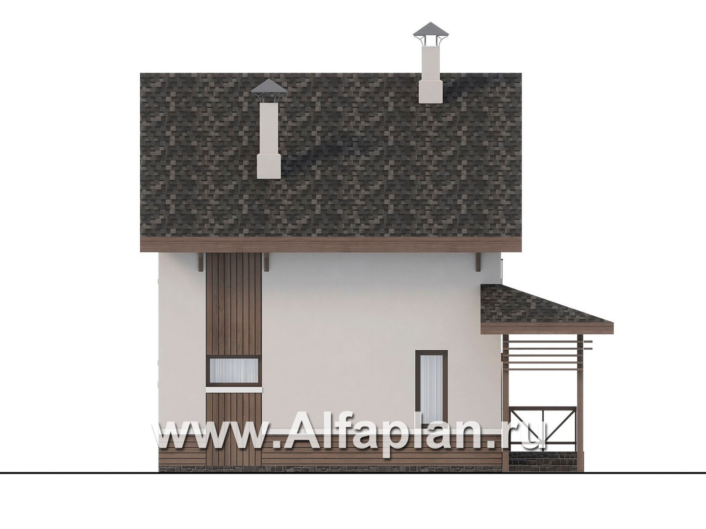 Проекты домов Альфаплан - "Бессер" - проект каркасного дома с мансардой, в скандинавском стиле - изображение фасада №3