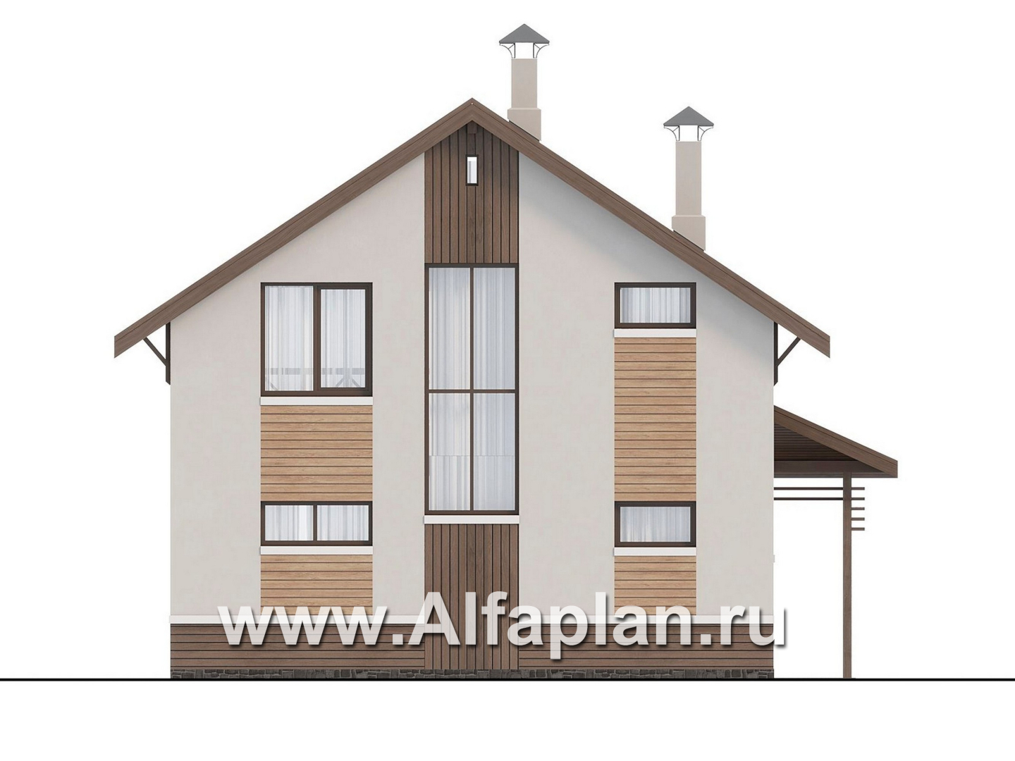 Проекты домов Альфаплан - "Бессер" - проект каркасного дома с мансардой, в скандинавском стиле - изображение фасада №4