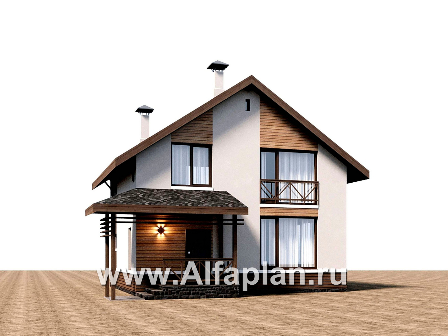 Проекты домов Альфаплан - "Бессер" - проект каркасного дома с мансардой, в скандинавском стиле - дополнительное изображение №1