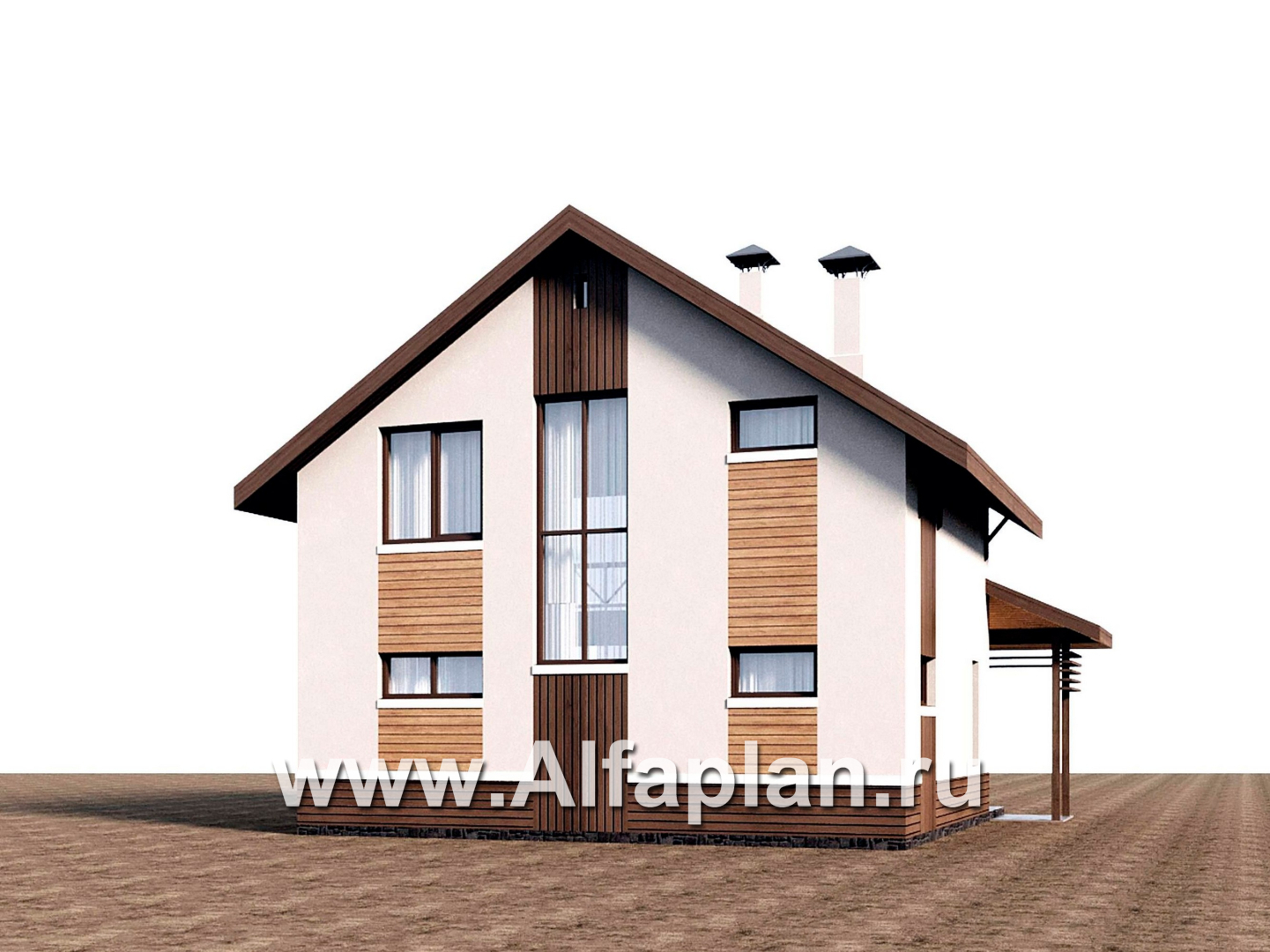 Проекты домов Альфаплан - "Бессер" - проект каркасного дома с мансардой, в скандинавском стиле - дополнительное изображение №2