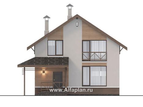 Проекты домов Альфаплан - "Бессер" - проект каркасного дома с мансардой, в скандинавском стиле - превью фасада №1