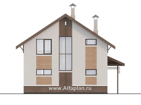 Проекты домов Альфаплан - "Бессер" - проект каркасного дома с мансардой, в скандинавском стиле - превью фасада №4