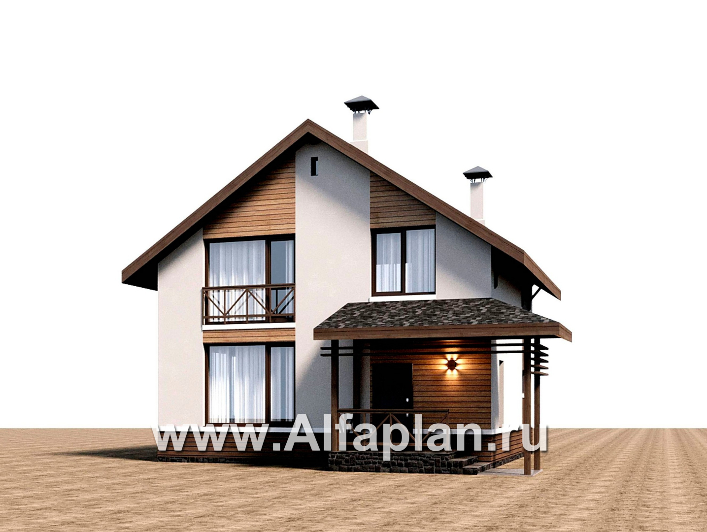 Проекты домов Альфаплан - "Бессер" - проект каркасного дома с мансардой, в скандинавском стиле - дополнительное изображение №1