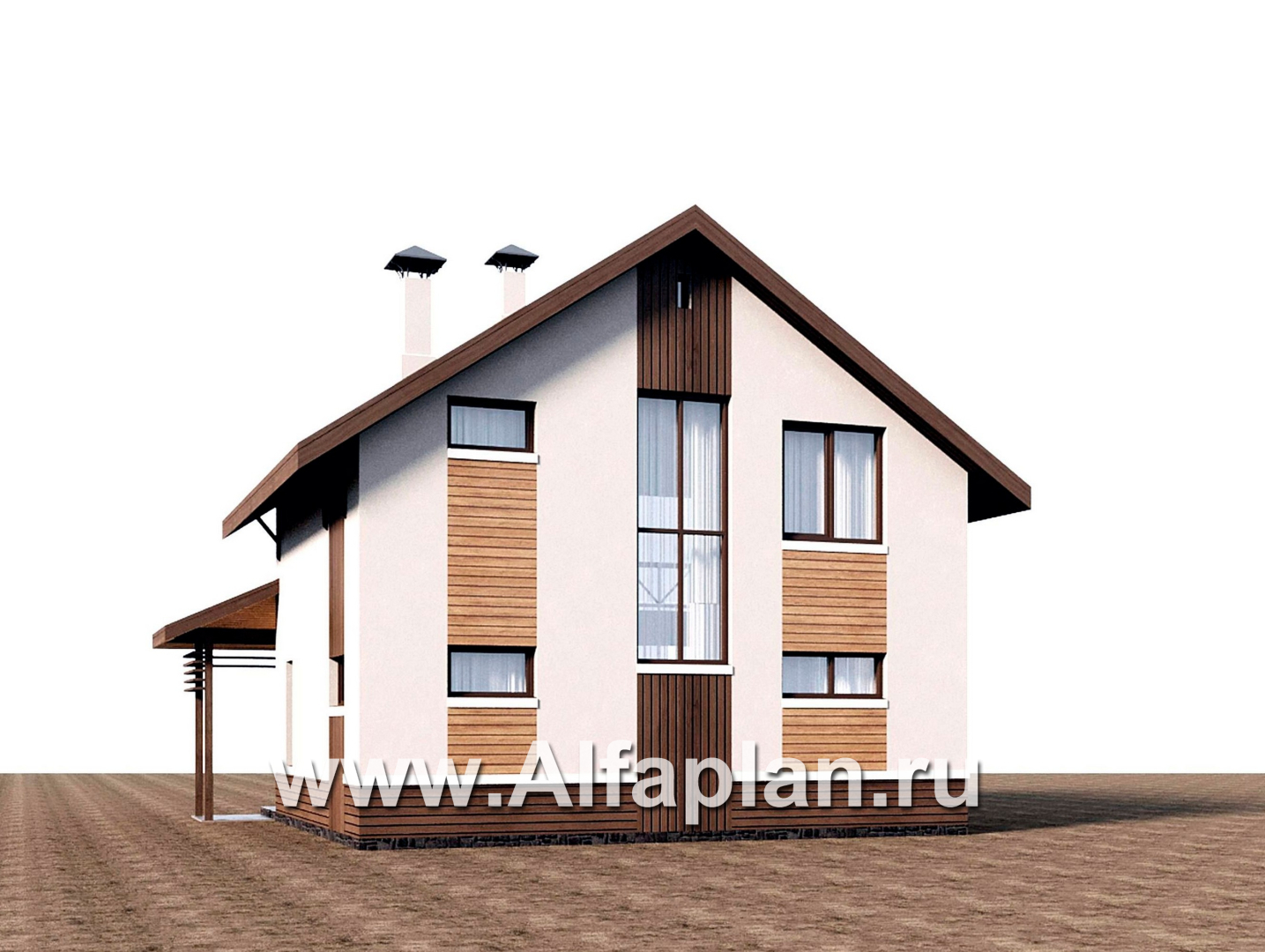 Проекты домов Альфаплан - "Бессер" - проект каркасного дома с мансардой, в скандинавском стиле - дополнительное изображение №2