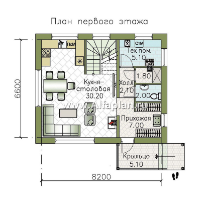 Проекты домов Альфаплан - "Бессер" - проект каркасного дома с мансардой, в скандинавском стиле - превью плана проекта №1