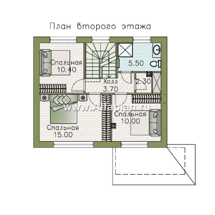 Проекты домов Альфаплан - "Бессер" - проект каркасного дома с мансардой, в скандинавском стиле - превью плана проекта №2