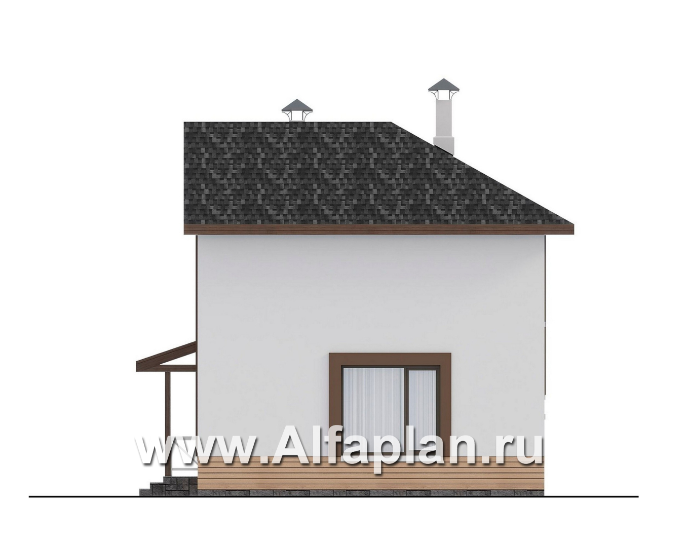 Проекты домов Альфаплан - "Бессер" - проект каркасного дома с мансардой, удобная планировка, лучшее использование пространства - изображение фасада №2