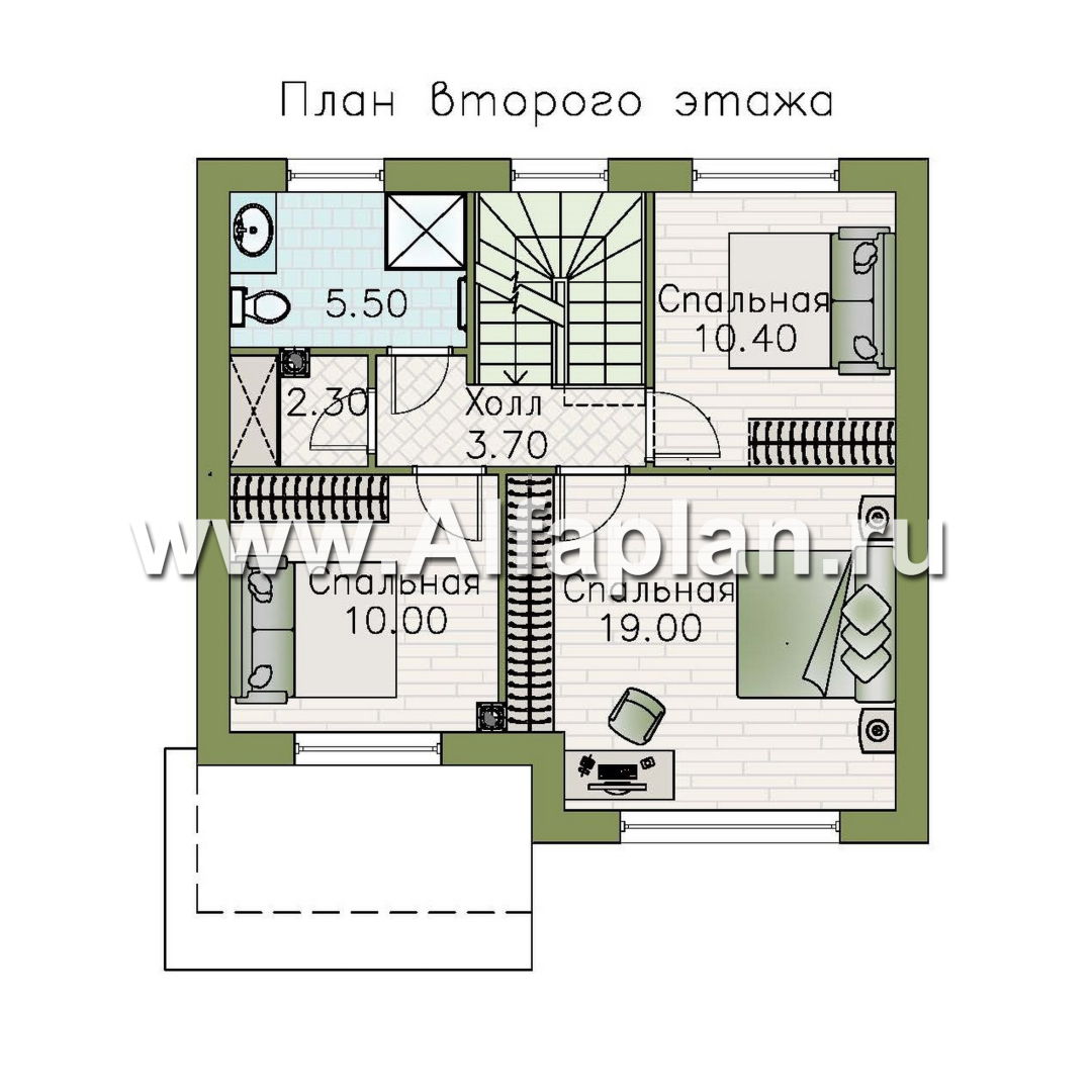 Проекты домов Альфаплан - "Бессер" - проект каркасного дома с мансардой, удобная планировка, лучшее использование пространства - изображение плана проекта №2