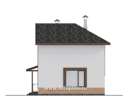 Проекты домов Альфаплан - "Бессер" - проект каркасного дома с мансардой, удобная планировка, лучшее использование пространства - превью фасада №2