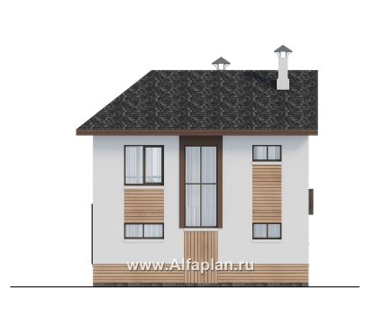 Проекты домов Альфаплан - "Бессер" - проект каркасного дома с мансардой, удобная планировка, лучшее использование пространства - превью фасада №4