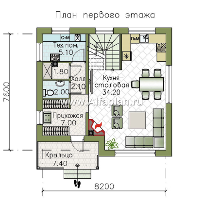 «Бессер» - проект каркасного дома с мансардой, удобная планировка, лучшее использование пространства - превью план дома