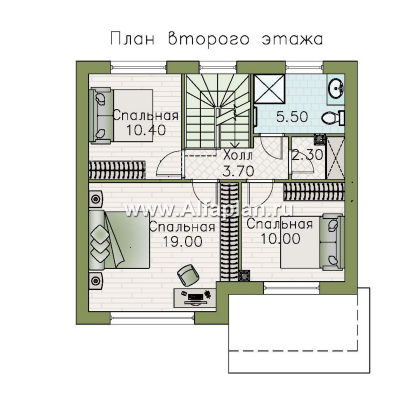 «Бессер» - проект каркасного дома с мансардой, удобная планировка, лучшее использование пространства - превью план дома