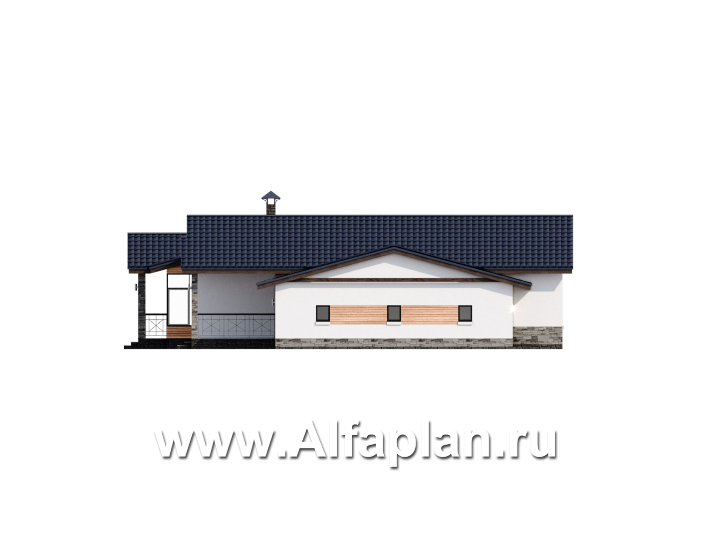 Проекты домов Альфаплан - "Альтерантива" - современный, роскошный одноэтажный дом - изображение фасада №2