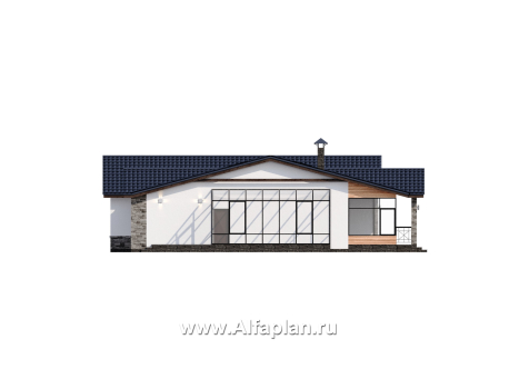 Проекты домов Альфаплан - "Альтерантива" - современный, роскошный одноэтажный дом - превью фасада №3
