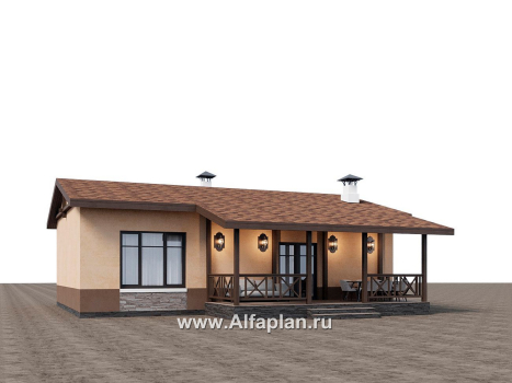 Проекты домов Альфаплан - "Сорренто" - проект одноэтажного дома, две спальни, в средиземноморском стиле - превью дополнительного изображения №2