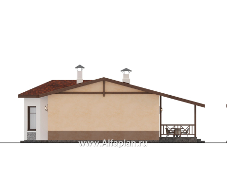 Проекты домов Альфаплан - "Сорренто" - одноэтажный дом в средиземноморском стиле, три спальни - превью фасада №2