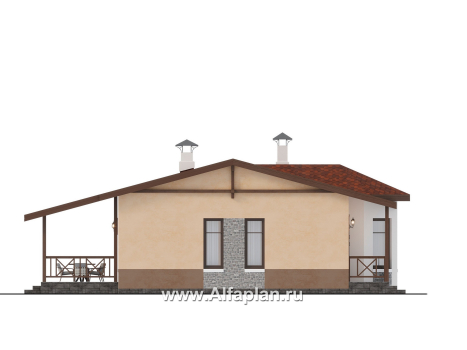 Проекты домов Альфаплан - "Сорренто" - одноэтажный дом в средиземноморском стиле, три спальни - превью фасада №3