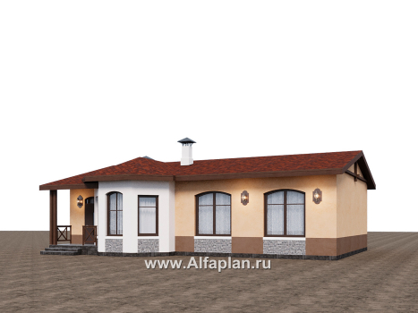 Проекты домов Альфаплан - "Сорренто" - одноэтажный дом в средиземноморском стиле, три спальни - превью дополнительного изображения №1