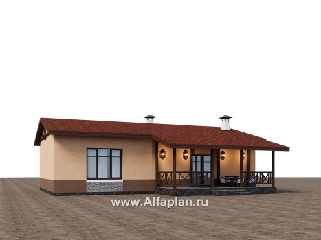 Проекты домов Альфаплан - "Сорренто" - одноэтажный дом в средиземноморском стиле, три спальни - превью дополнительного изображения №2