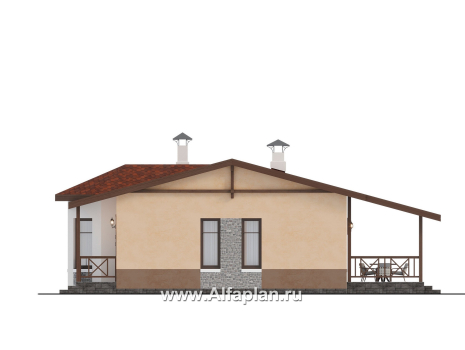 Проекты домов Альфаплан - "Сорренто" - одноэтажный дом в средиземноморском стиле, три спальни - превью фасада №2