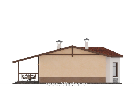 Проекты домов Альфаплан - "Сорренто" - одноэтажный дом в средиземноморском стиле, три спальни - превью фасада №3