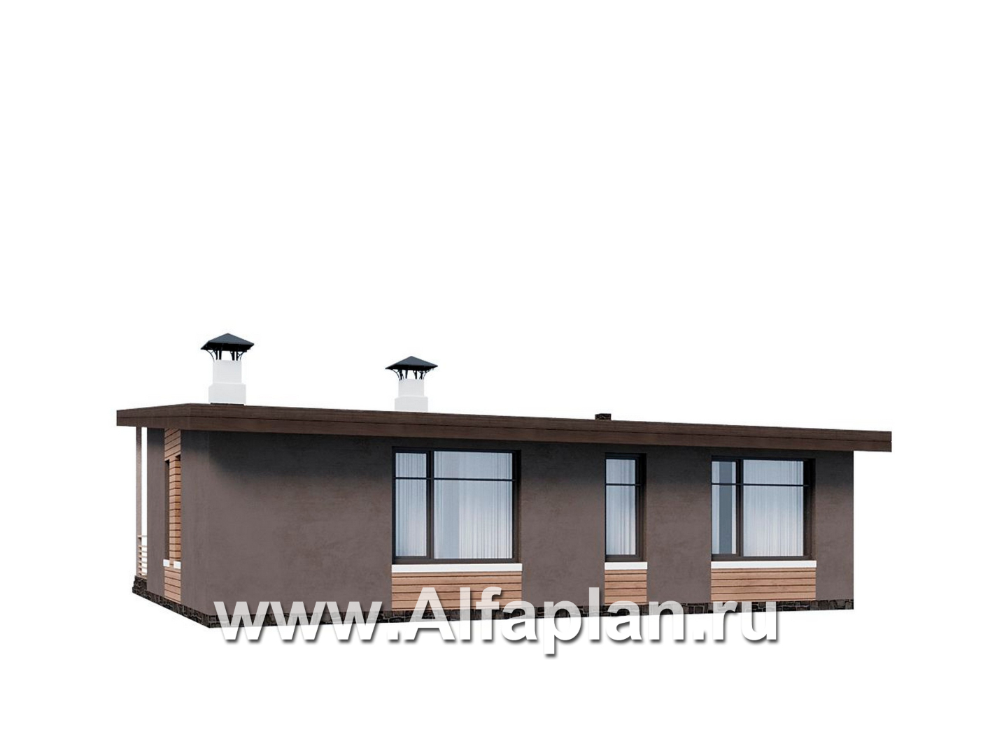 Проекты домов Альфаплан - "Талисман" - проект одноэтажного дома с террасой, с односкатной кровлей,  2 спальни - дополнительное изображение №2