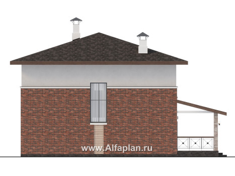 «Остров сокровищ» - проект простого дома из газобетона, с террасой со стороны главного фасада - превью фасада дома