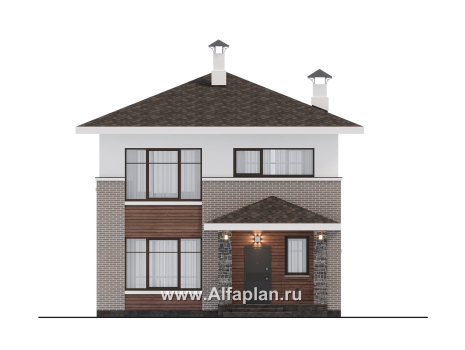 Проекты домов Альфаплан - "Остров сокровищ" - проект комфортного, простого дома из газобетона - превью фасада №1