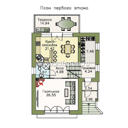 «Экспрофессо» - проект трехэтажного дома, гараж и сауна в цокольном этаже, для узкого участка - превью план дома