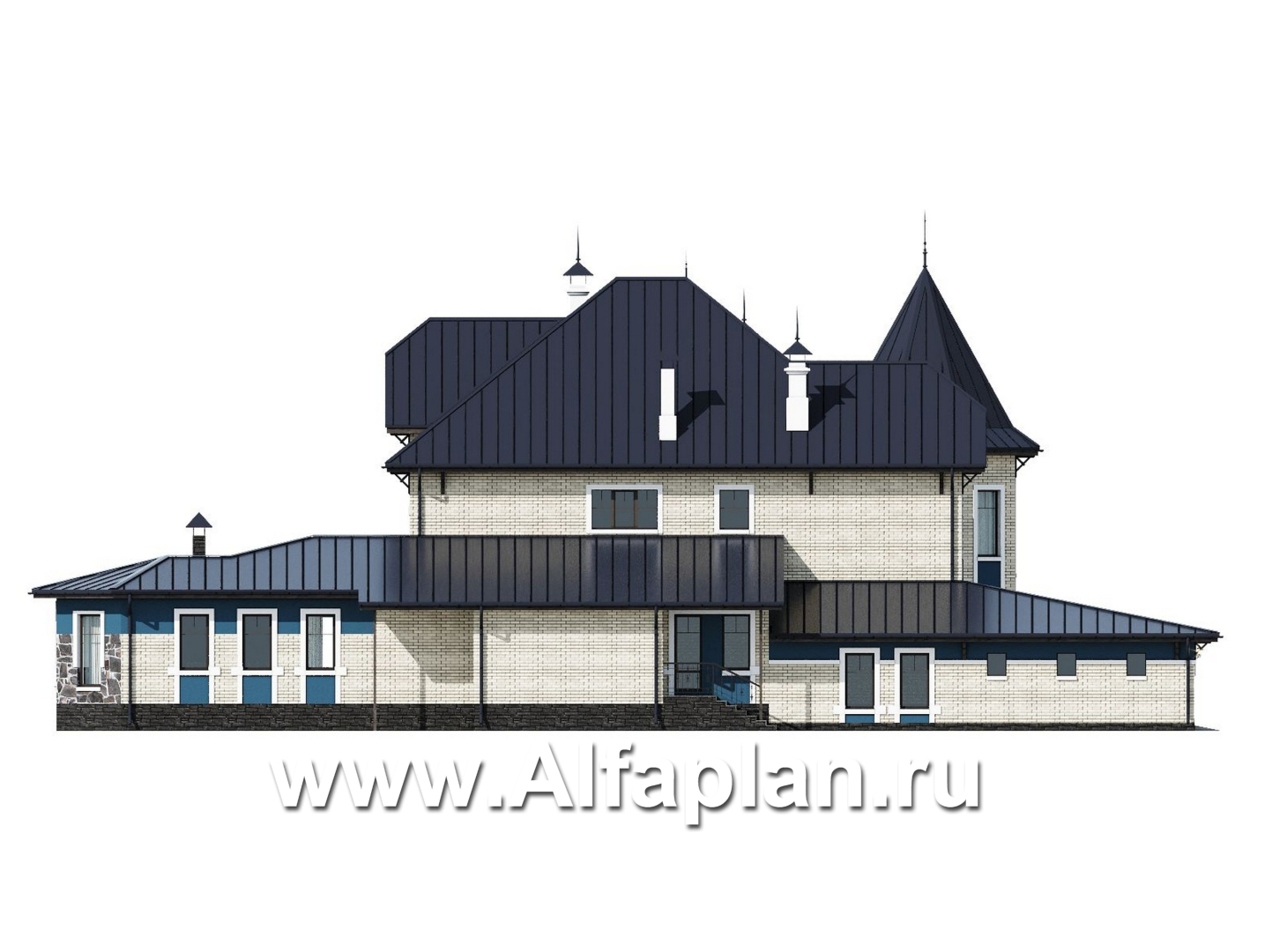 Проекты домов Альфаплан - "Дворянское гнездо" - семейный особняк в русском стиле - изображение фасада №3
