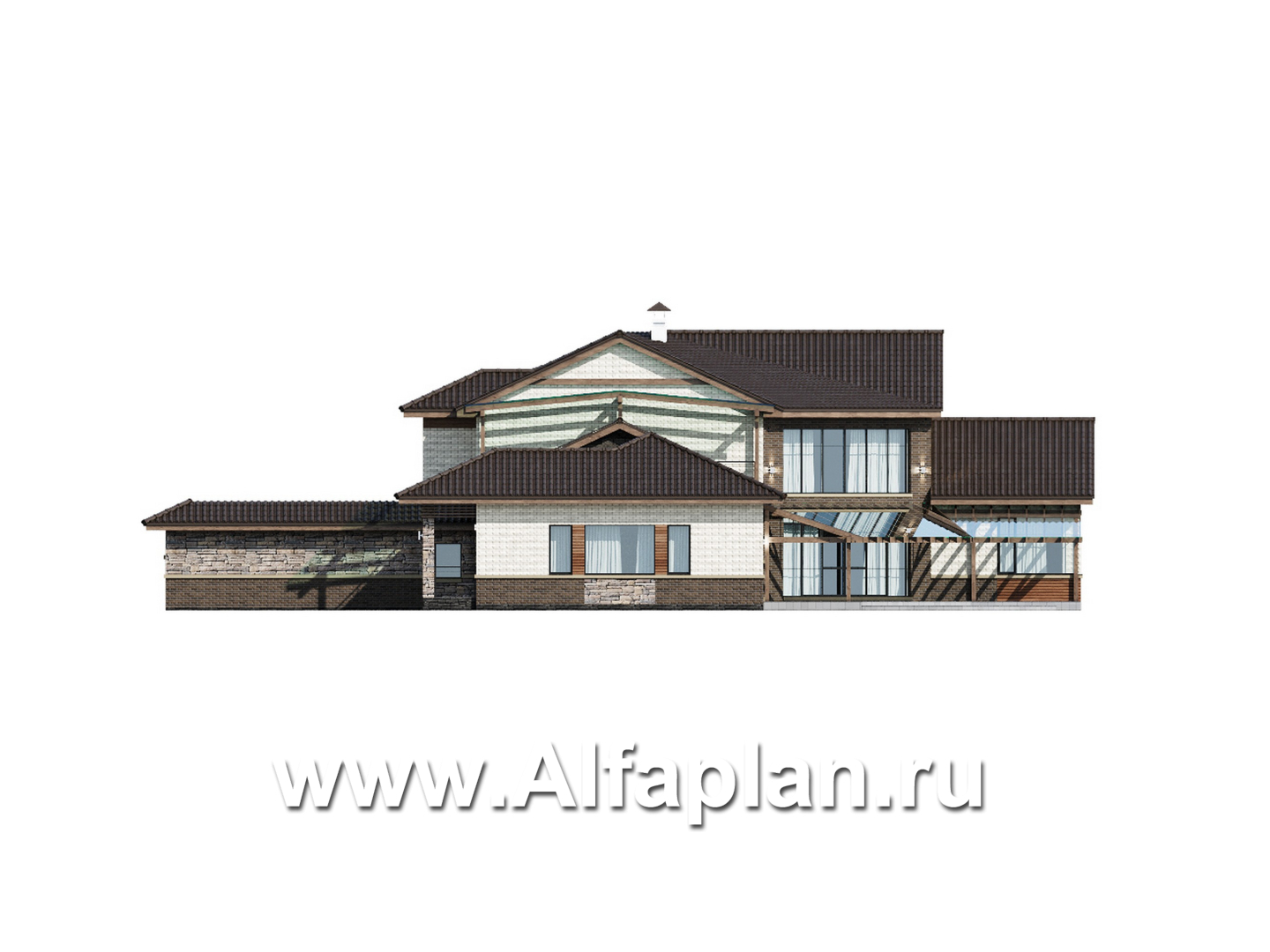 Проекты домов Альфаплан - "Шахерезада" - семейная вилла с бассейном и гаражом - изображение фасада №4