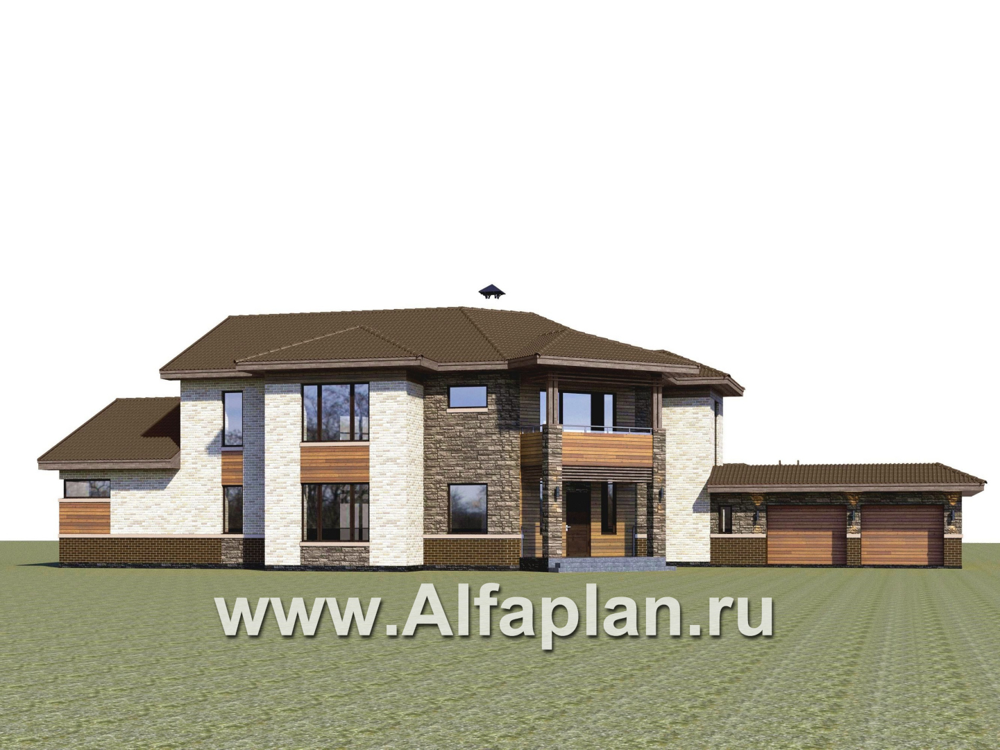 «Шахерезада» - проект двухэтажной роскошной виллы, со вторым светом гостиной, с бассейном и с гаражом - дизайн дома №2