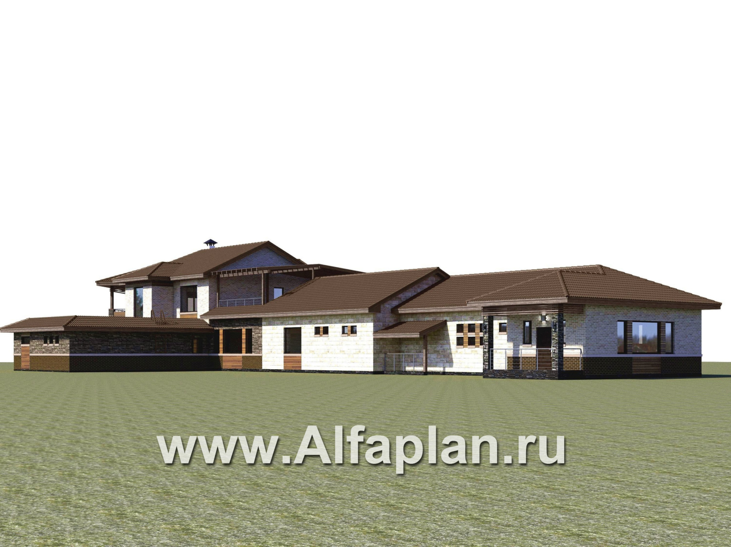 «Шахерезада» - проект двухэтажной роскошной виллы, со вторым светом гостиной, с бассейном и с гаражом - дизайн дома №4