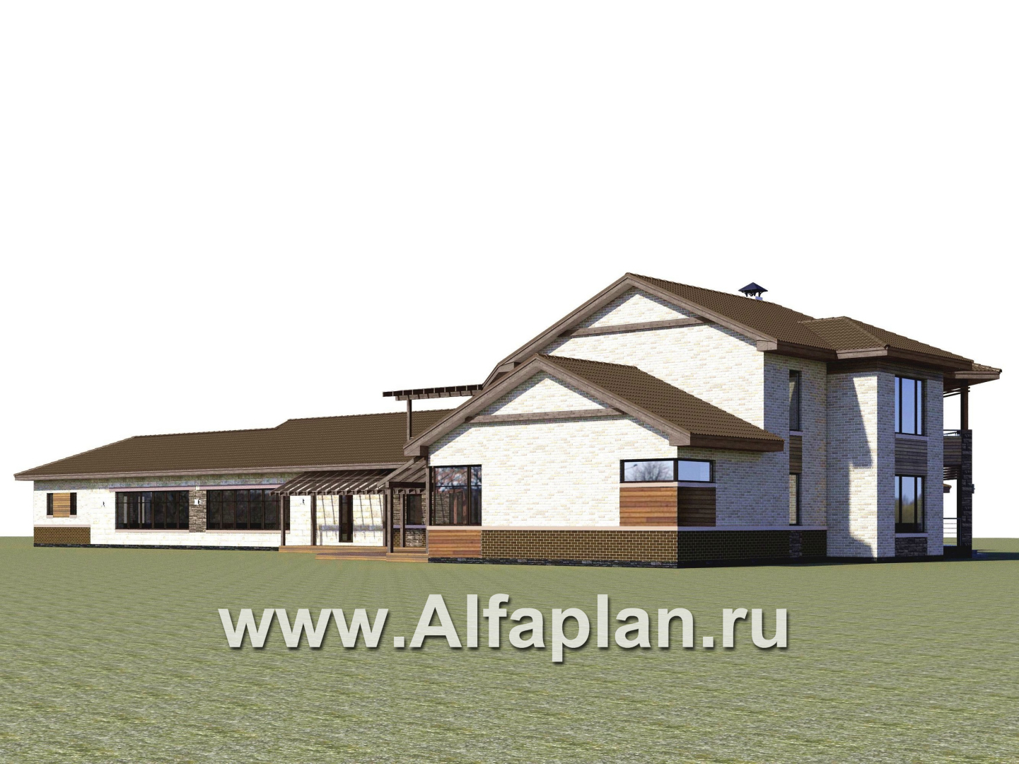 «Шахерезада» - проект двухэтажной роскошной виллы, со вторым светом гостиной, с бассейном и с гаражом - дизайн дома №5