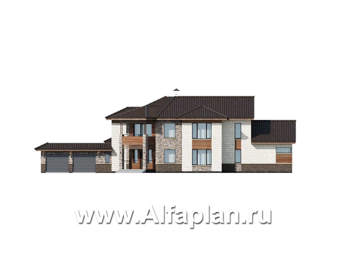 Проекты домов Альфаплан - "Шахерезада" - семейная вилла с бассейном и гаражом - изображение фасада №1