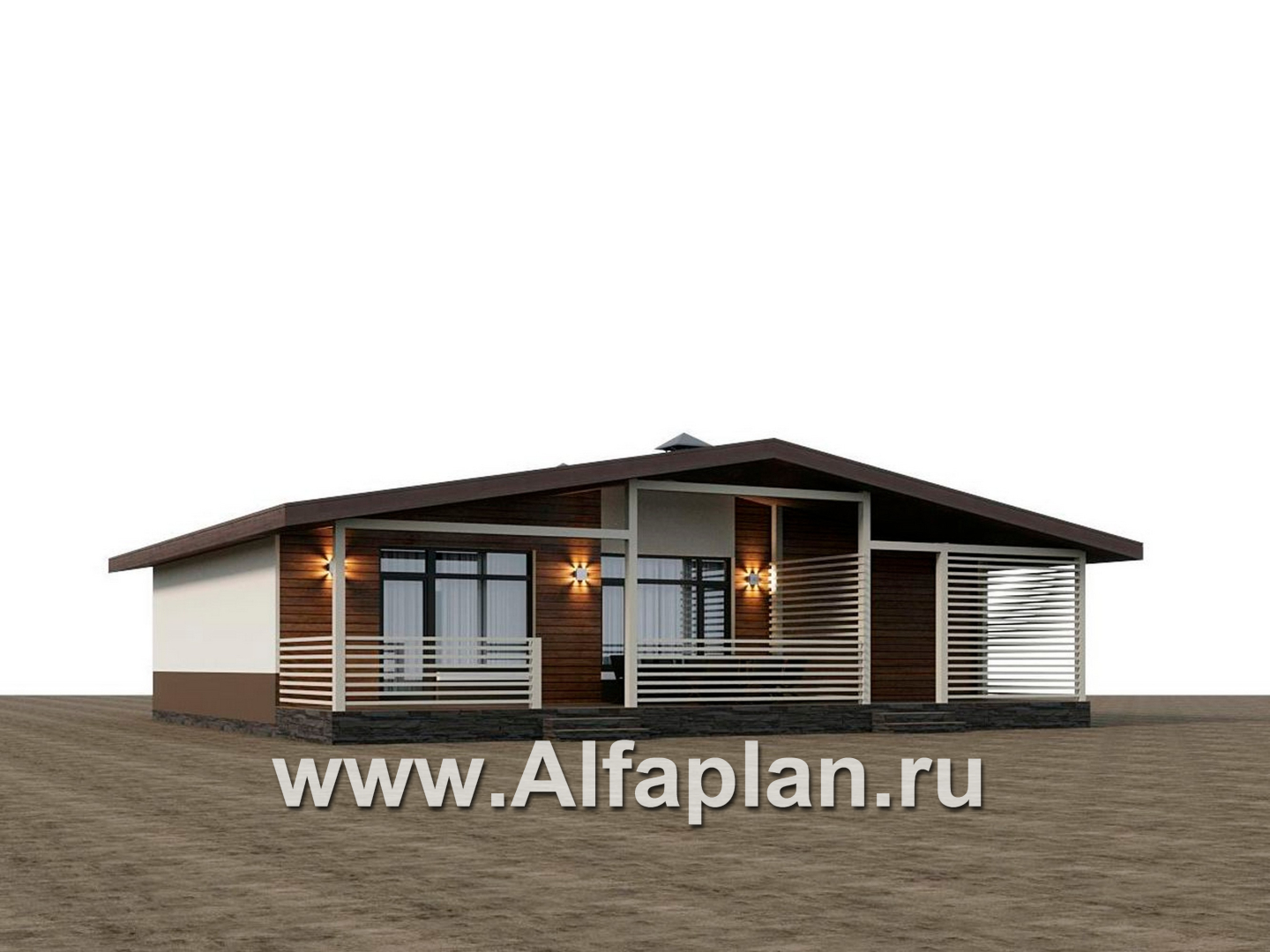 Проекты домов Альфаплан - "Отрадное" - одноэтажный дом с тремя спальнями и двускатной крышей - дополнительное изображение №2