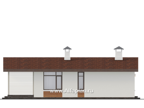 «Перламутр» - проект одноэтажного дома из газобетона, с террасой, 2 спальни - превью фасада дома