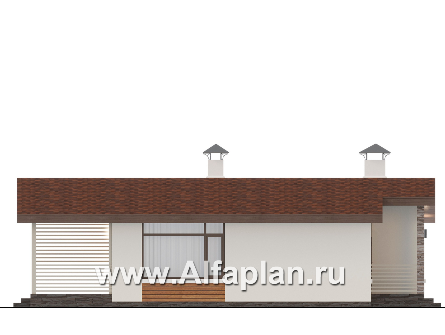 Проекты домов Альфаплан - "Жемчуг" - одноэтажный дом из газобетона с двумя спальнями - изображение фасада №3