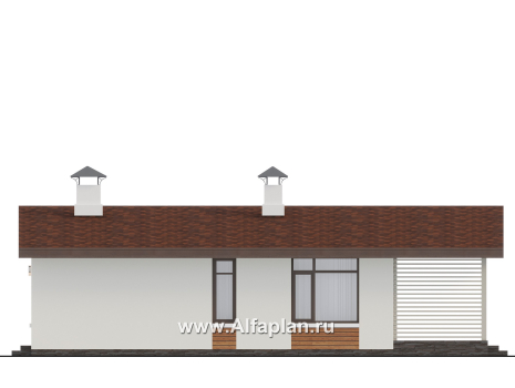 «Перламутр» - проект одноэтажного дома из газобетона, с террасой, 2 спальни - превью фасада дома