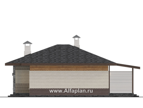 «Отрадное» - проект одноэтажного дома из газобетона, с террасой, 3 спальни - превью фасада дома