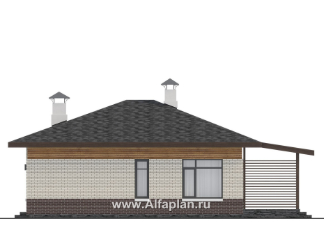 «Отрадное» - проект одноэтажного дома из газобетона, с террасой, 3 спальни - превью фасада дома