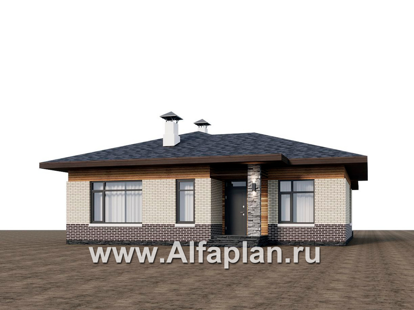 «Перламутр» - проект одноэтажного дома из газобетона, с террасой, 2 спальни - дизайн дома №1