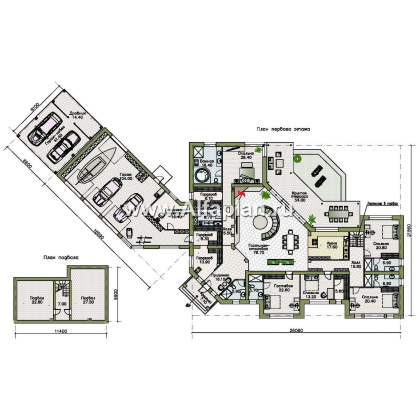 Проекты домов Альфаплан - "Полярная звезда" - роскошный одноэтажный особняк из кирпичей - превью плана проекта №1