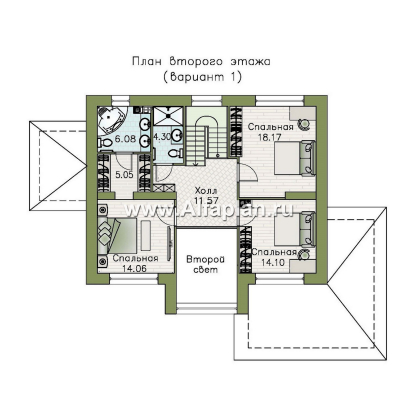 «Триггер роста» - проект двухэтажного дома из блоков, с террасой и вторым светом, в стиле Райта - превью план дома