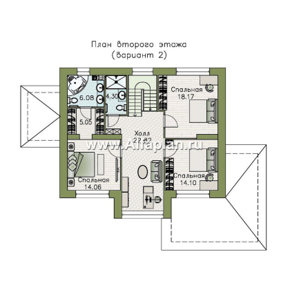 «Триггер роста» - проект двухэтажного дома из блоков, с террасой и вторым светом, в стиле Райта - превью план дома