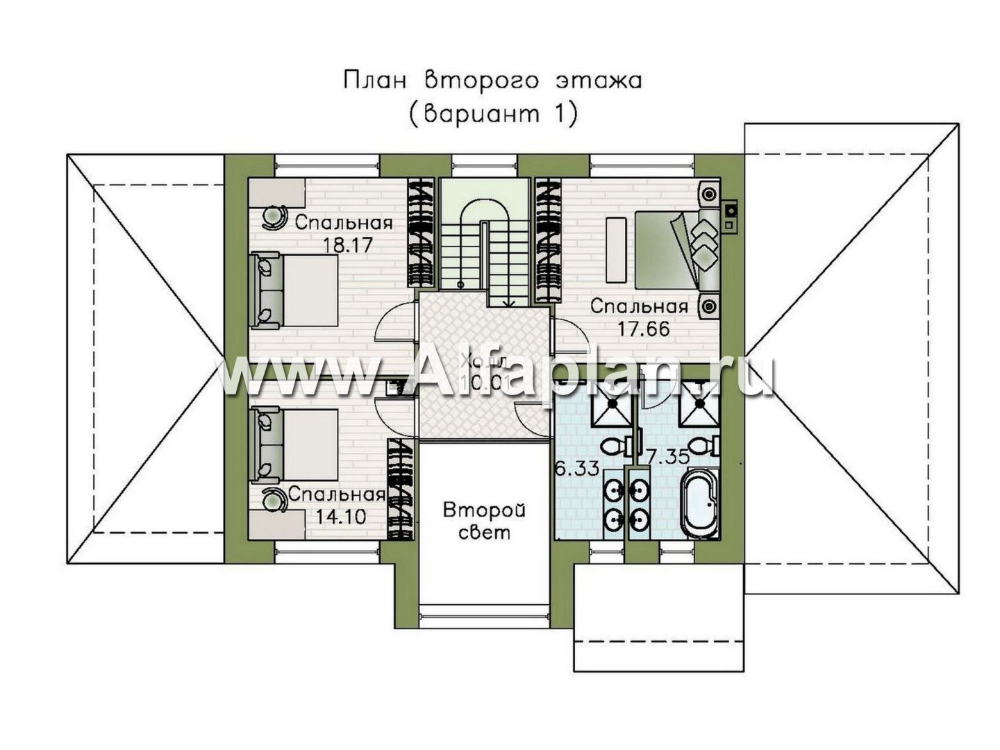 «Триггер роста» - проект двухэтажного дома из блоков, с террасой и вторым светом, с гаражом, в стиле Райта - план дома